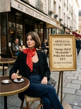 Vintage H&M "Rockabilly" Polka Dot Scarf EUC